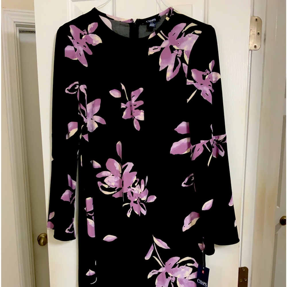CHAPS BLACK MULTICOLORED DRESS. SIZE- PL